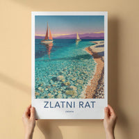 Zlatni Rat Poster - Croatia Travel Art - Clear Water Sailboats Home Decor