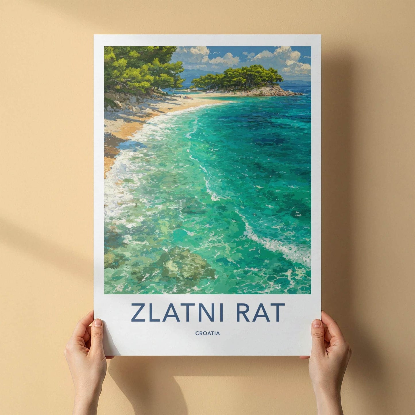 Zlatni Rat Poster - Croatia Travel Art - Pine Tree Cove Home Decor
