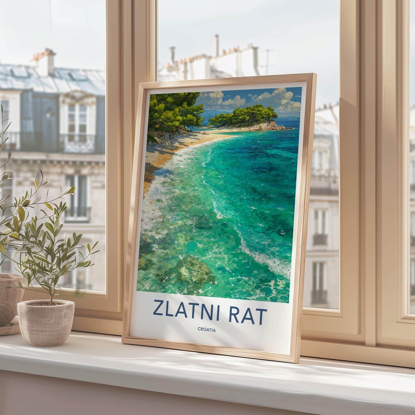 Zlatni Rat Poster - Croatia Travel Art - Pine Tree Cove Home Decor