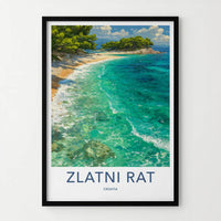 Zlatni Rat Poster - Croatia Travel Art - Pine Tree Cove Home Decor
