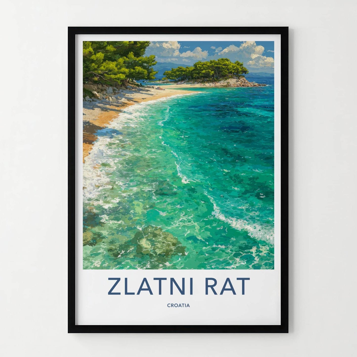 Zlatni Rat Poster - Croatia Travel Art - Pine Tree Cove Home Decor