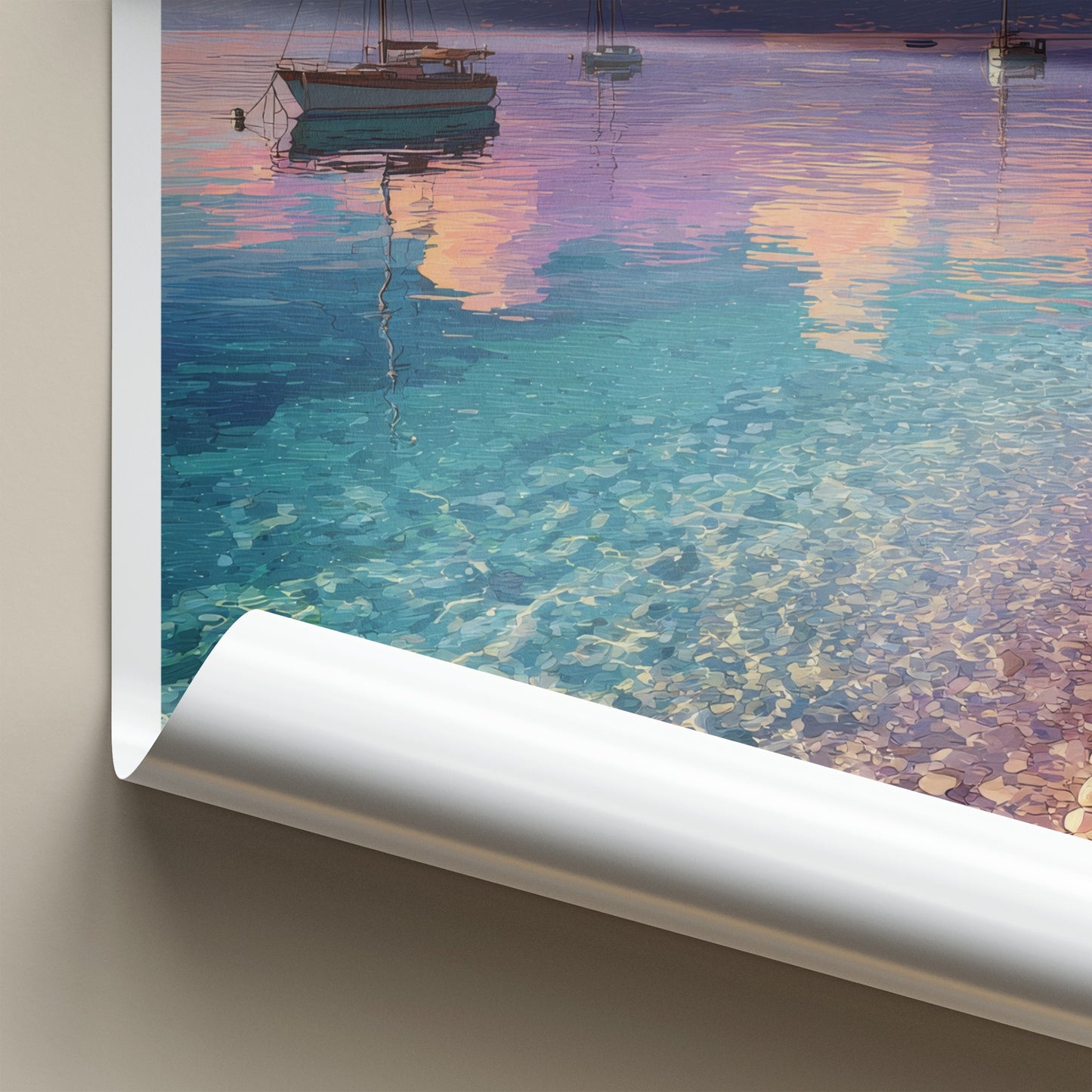 Zlatni Rat Poster - Croatia Travel Print - Coastal Boats Sunset Home Decor