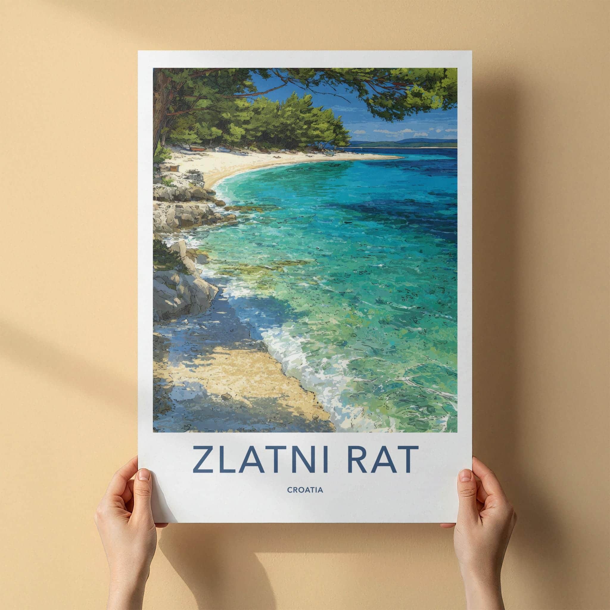 Zlatni Rat Poster - Croatia Travel Print - Golden Beach Water Home Decor