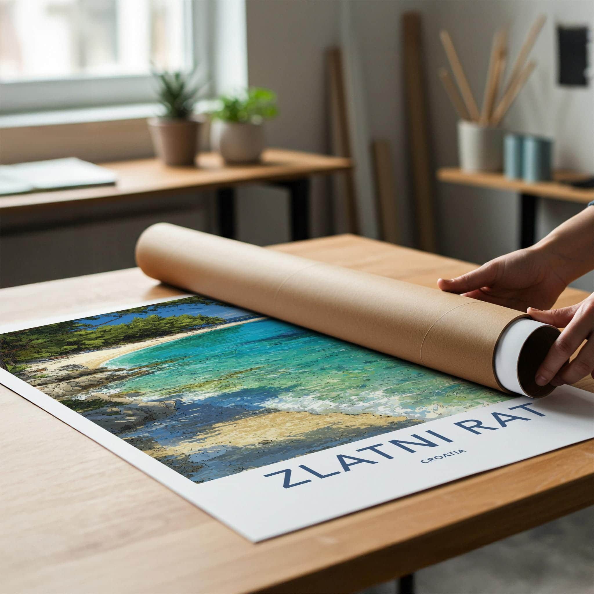 Zlatni Rat Poster - Croatia Travel Print - Golden Beach Water Home Decor
