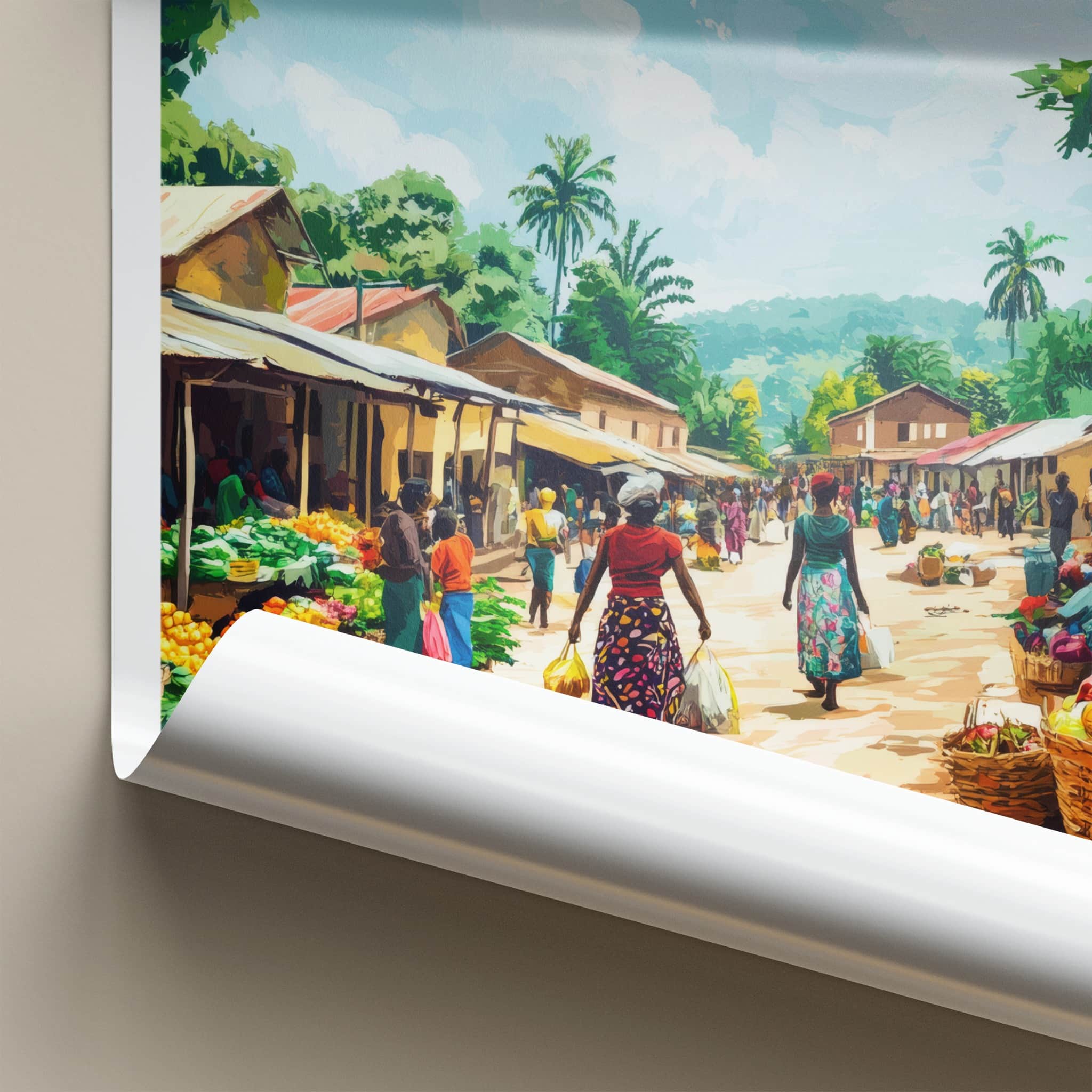 Zongo Poster - Democratic Republic of the Congo Travel Art - Market Street Scene Wall Decor