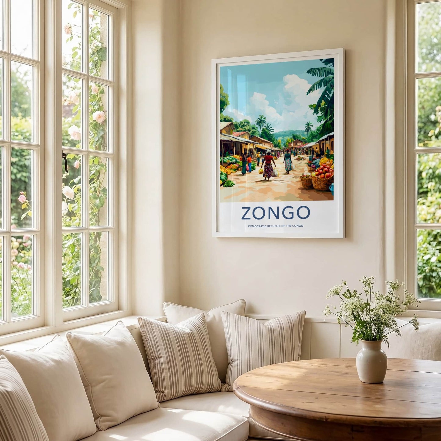 Zongo Poster - Democratic Republic of the Congo Travel Art - Market Street Scene Wall Decor