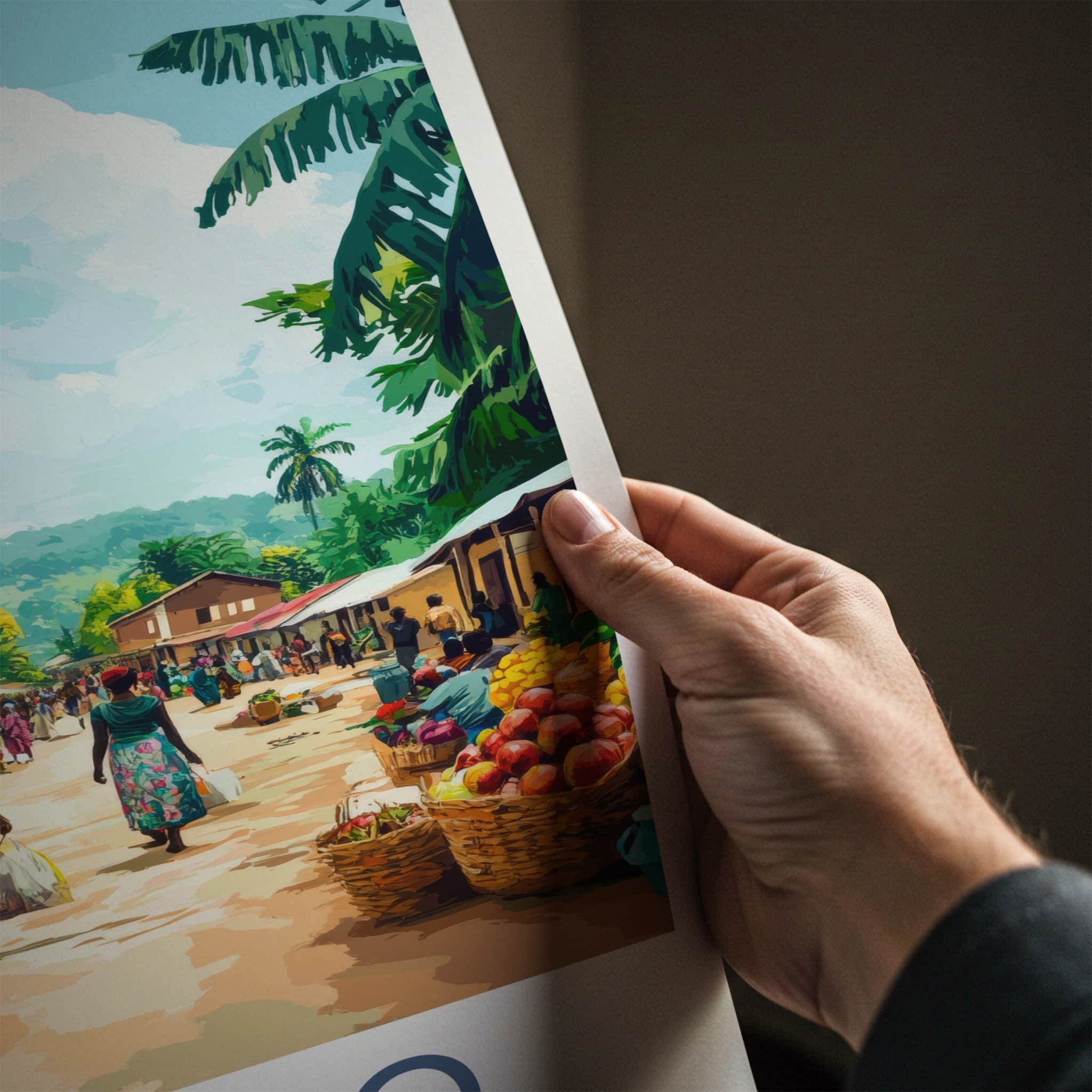Zongo Poster - Democratic Republic of the Congo Travel Art - Market Street Scene Wall Decor