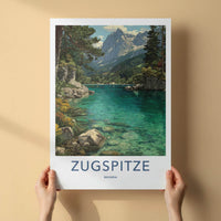 Zugspitze Poster - Germany Travel Art - Clear Mountain Lake Home Decor