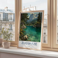 Zugspitze Poster - Germany Travel Art - Clear Mountain Lake Home Decor