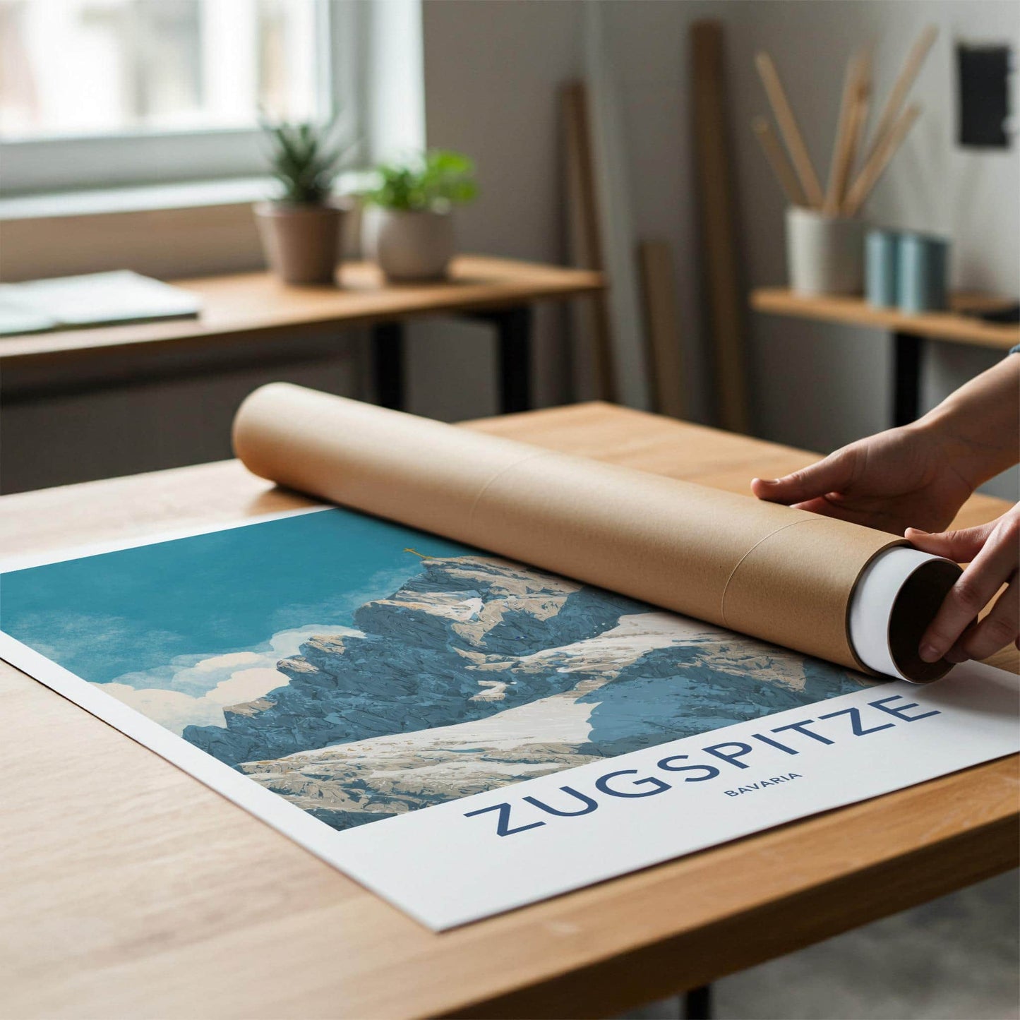 Zugspitze Poster - Germany Travel Art - Golden Cross Peak Home Decor
