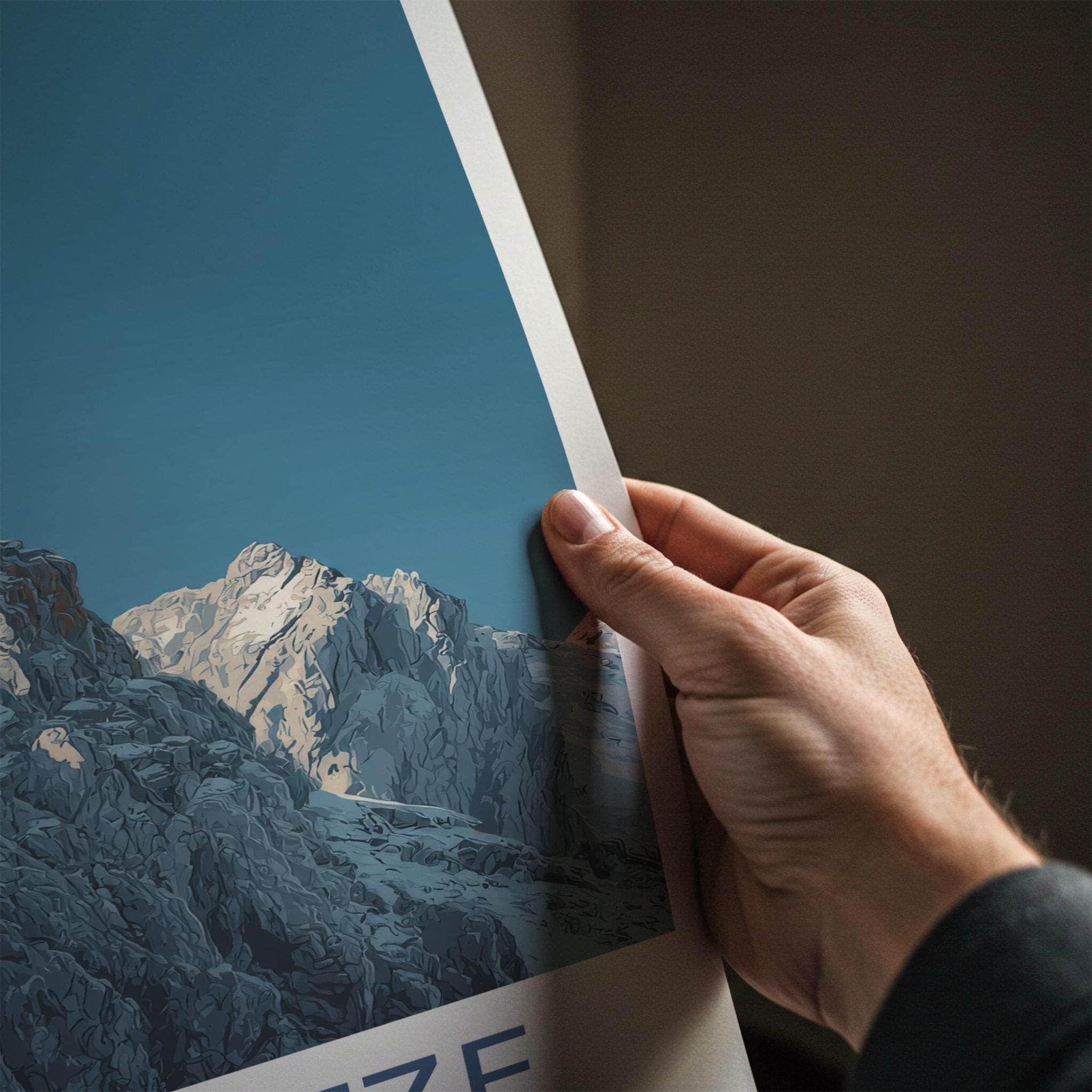 Zugspitze Poster - Germany Travel Art - Golden Summit Cross Wall Decor