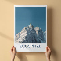 Zugspitze Poster - Germany Travel Art - Golden Summit Cross Wall Decor