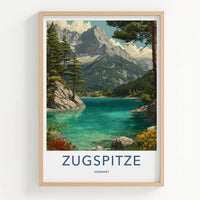 Zugspitze Poster - Germany Travel Art - Majestic Mountain Lake Wall Decor