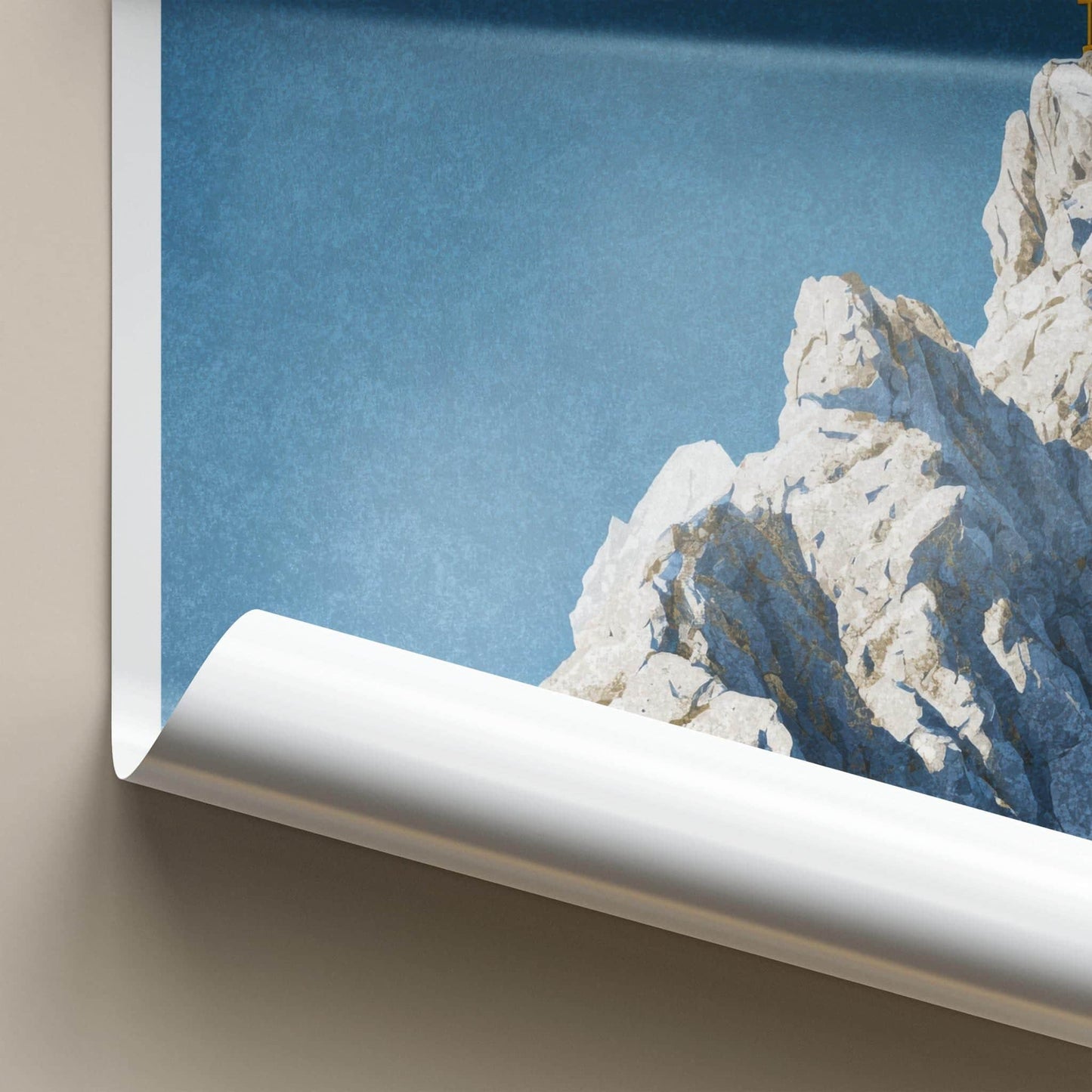 Zugspitze Poster - Germany Travel Art - Mountain Peak Cross Wall Decor