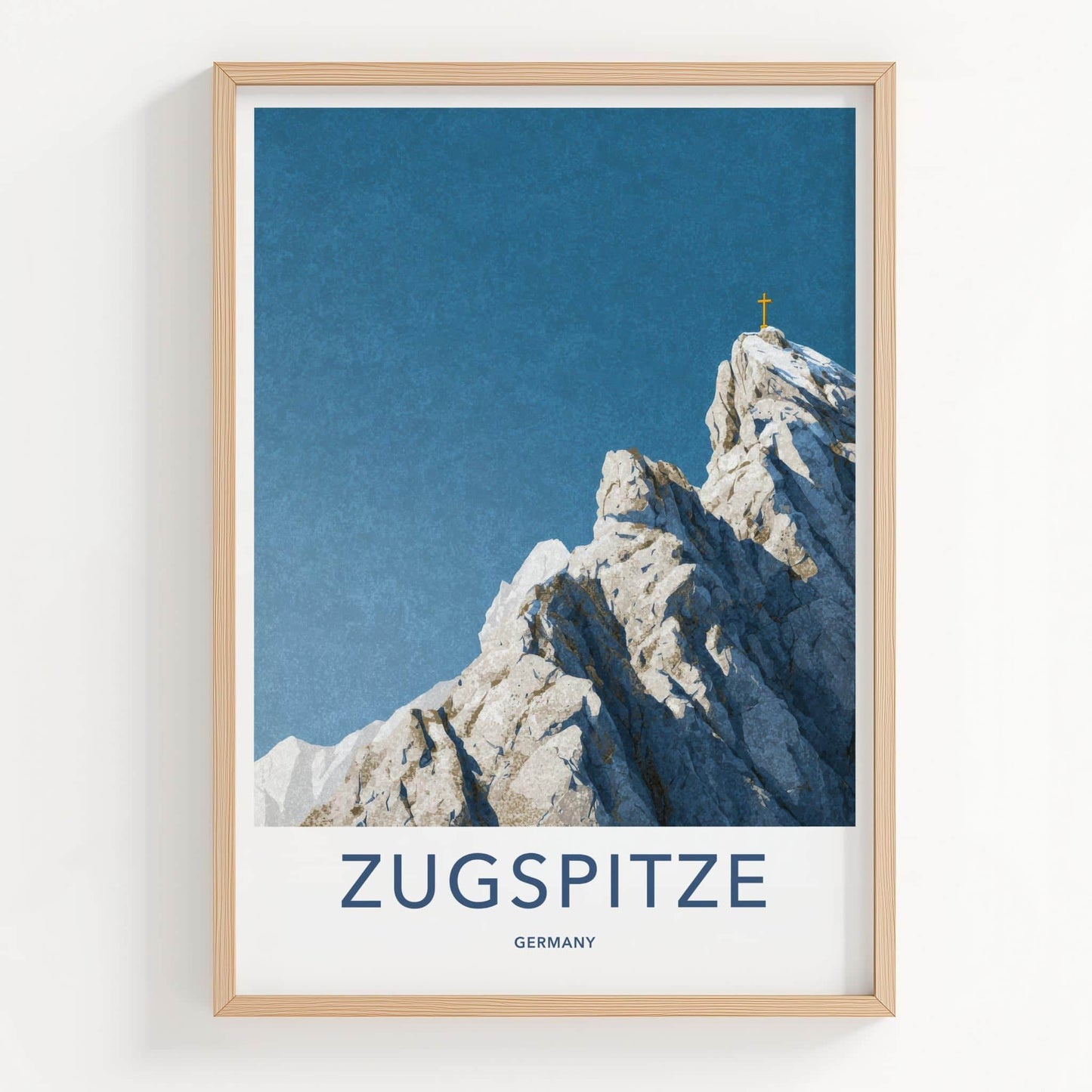 Zugspitze Poster - Germany Travel Art - Mountain Peak Cross Wall Decor
