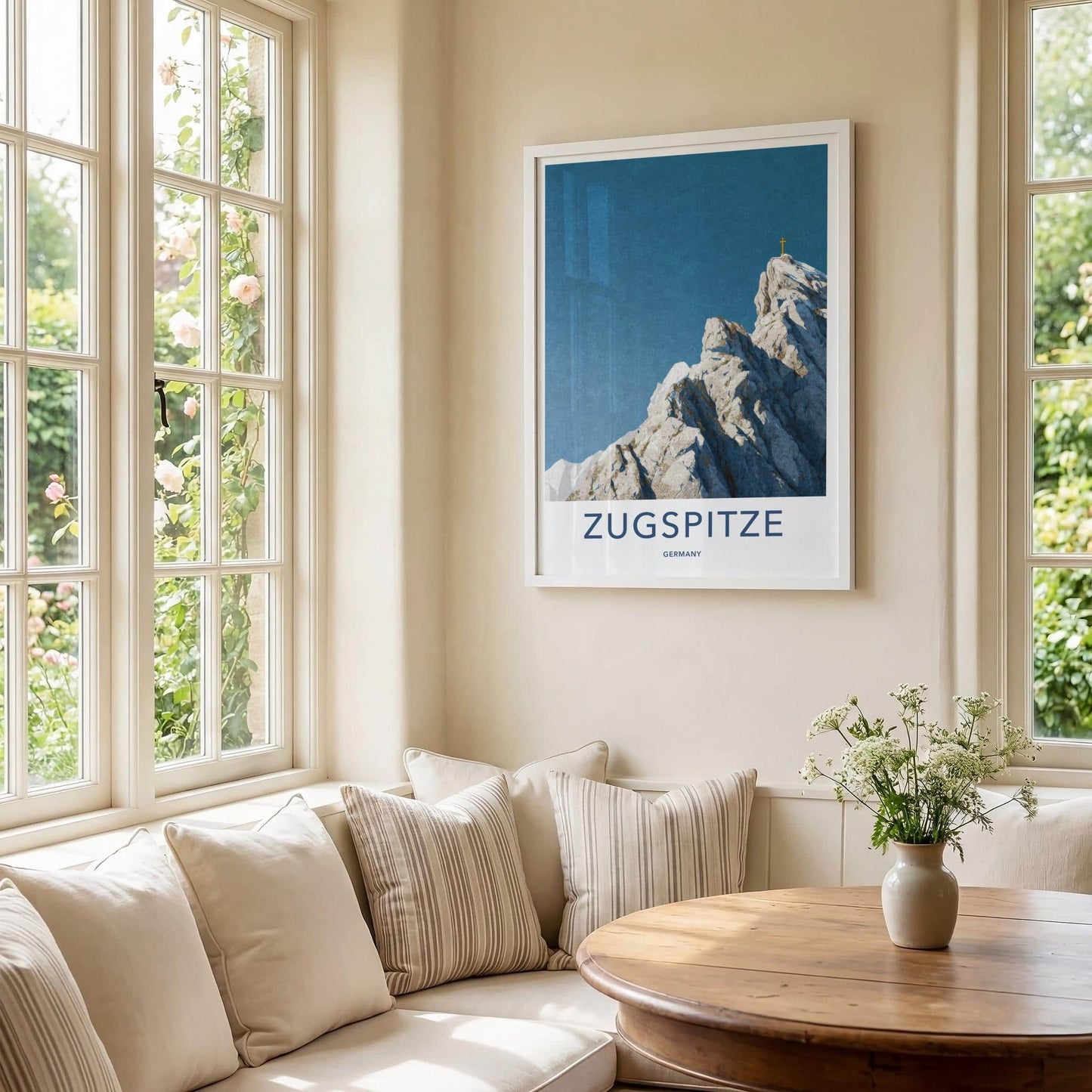 Zugspitze Poster - Germany Travel Art - Mountain Peak Cross Wall Decor
