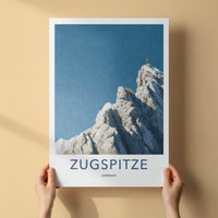 Zugspitze Poster - Germany Travel Art - Mountain Peak Cross Wall Decor