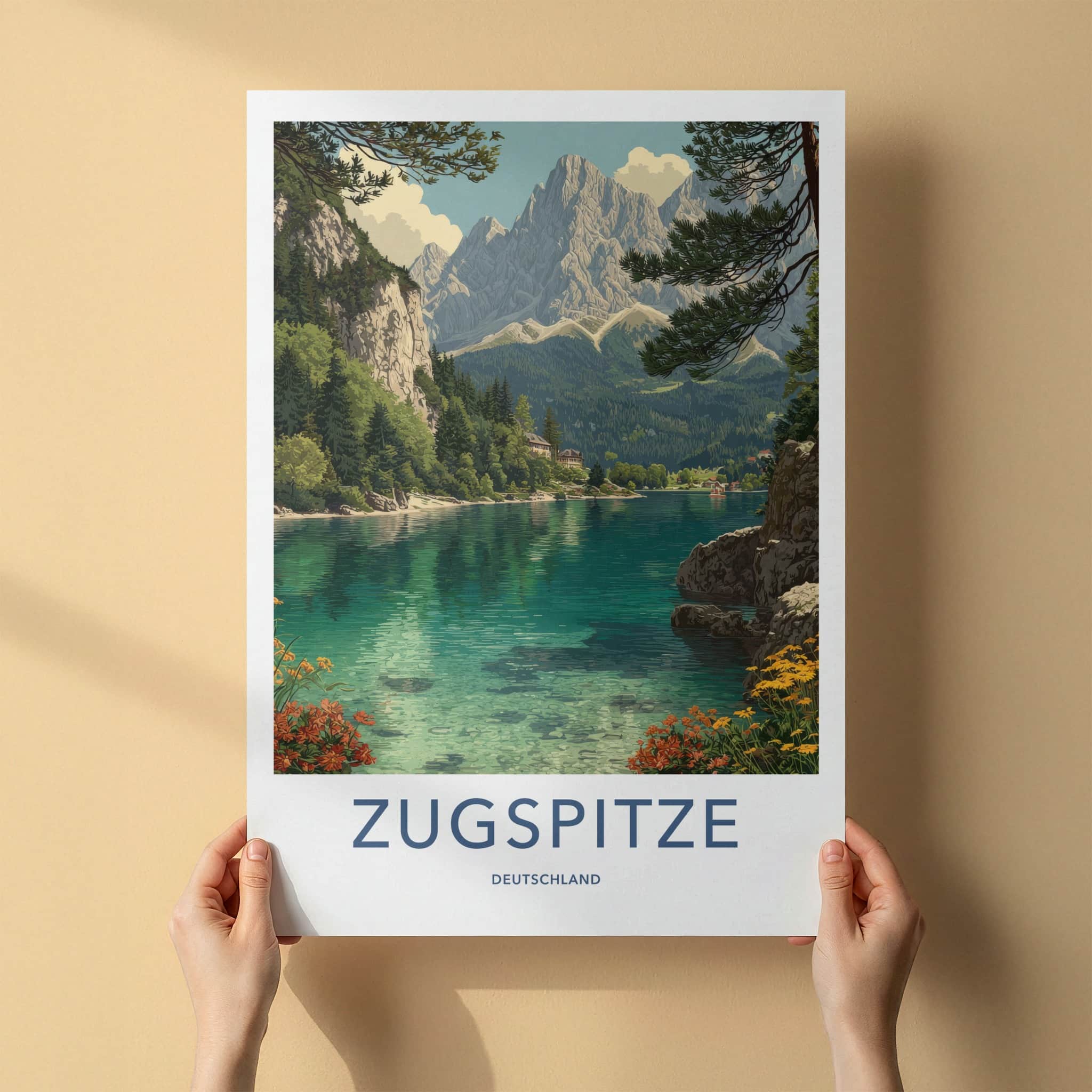 Zugspitze Poster - Germany Travel Print - Alpine Lake Reflections Home Decor
