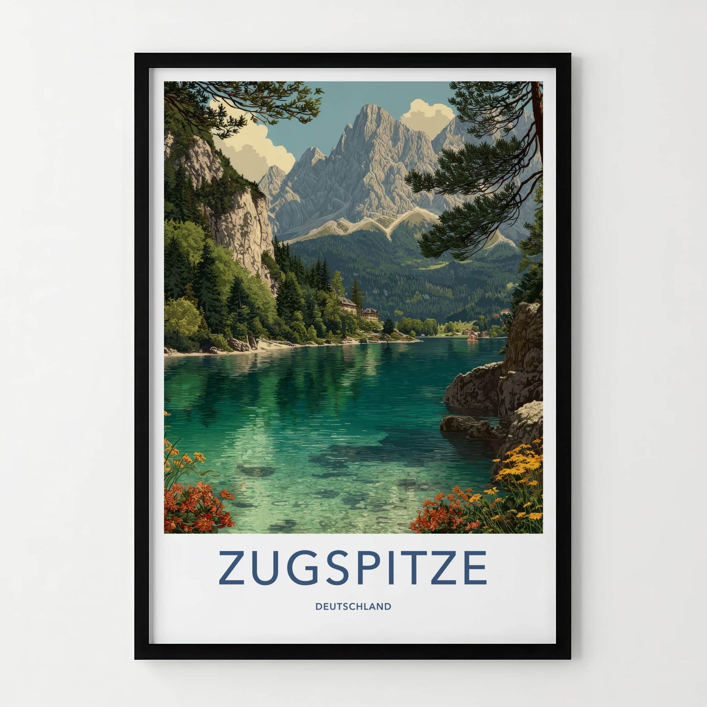 Zugspitze Poster - Germany Travel Print - Alpine Lake Reflections Home Decor