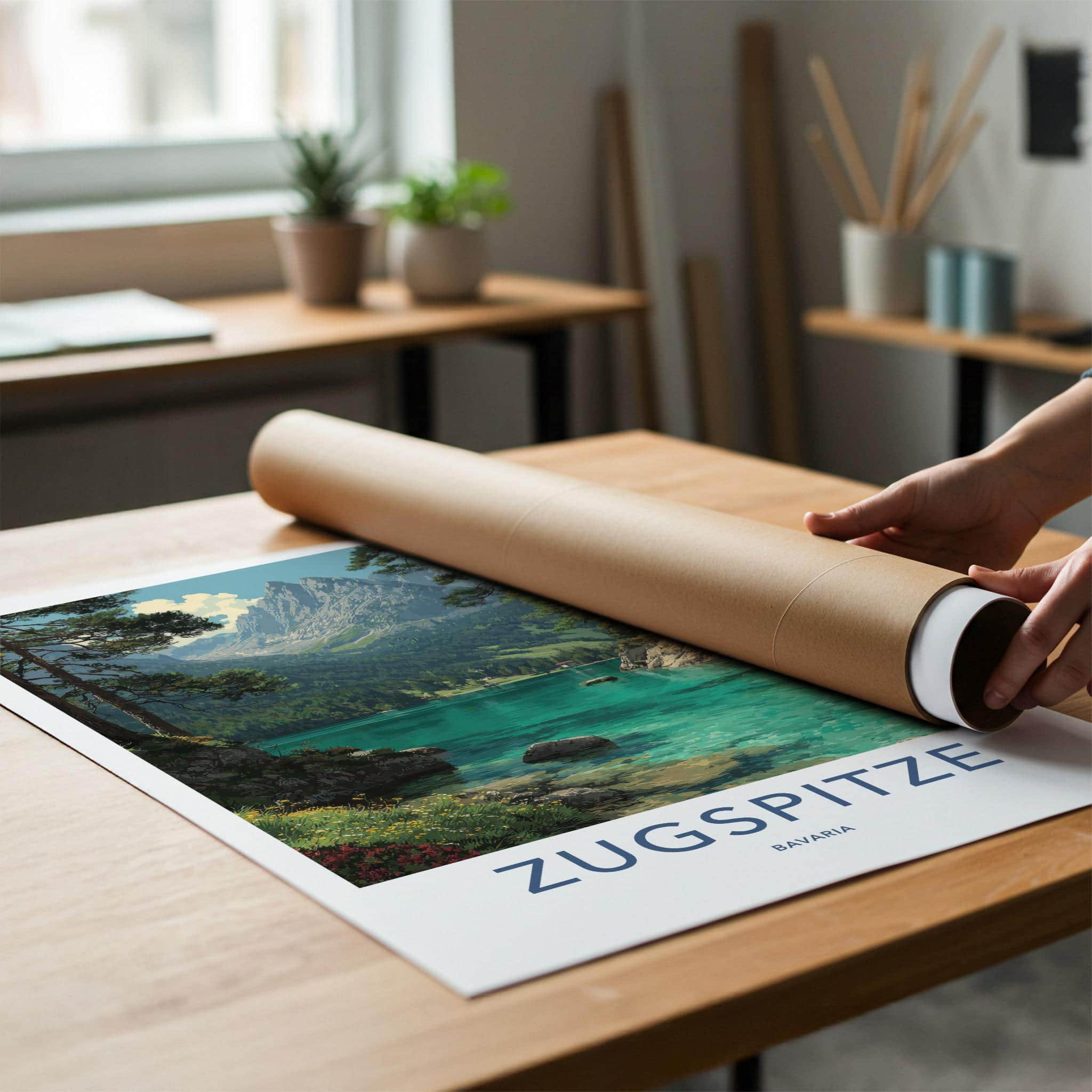 Zugspitze Poster - Germany Wall Art - Clear Lake Mountains Home Decor