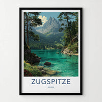 Zugspitze Poster - Germany Wall Art - Clear Lake Mountains Home Decor