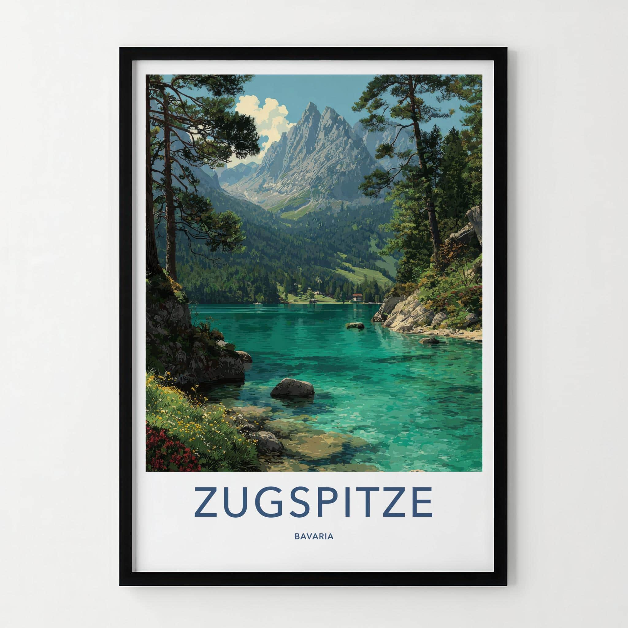 Zugspitze Poster - Germany Wall Art - Clear Lake Mountains Home Decor