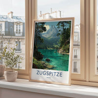 Zugspitze Poster - Germany Wall Art - Clear Lake Mountains Home Decor