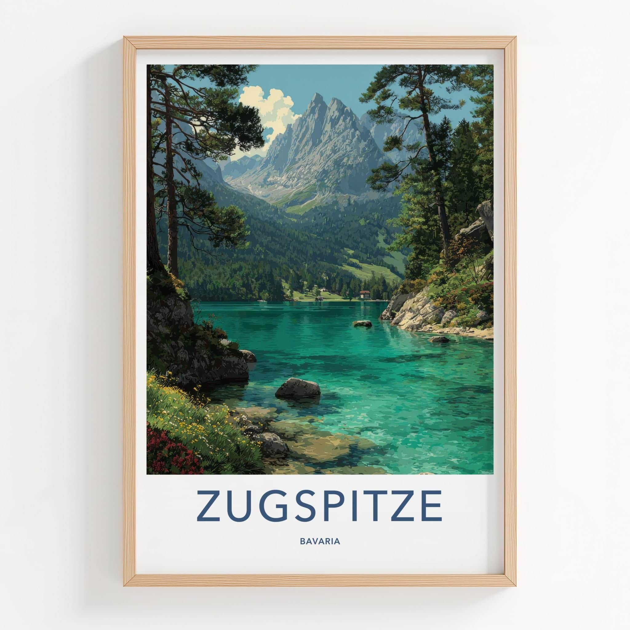 Zugspitze Poster - Germany Wall Art - Clear Lake Mountains Home Decor