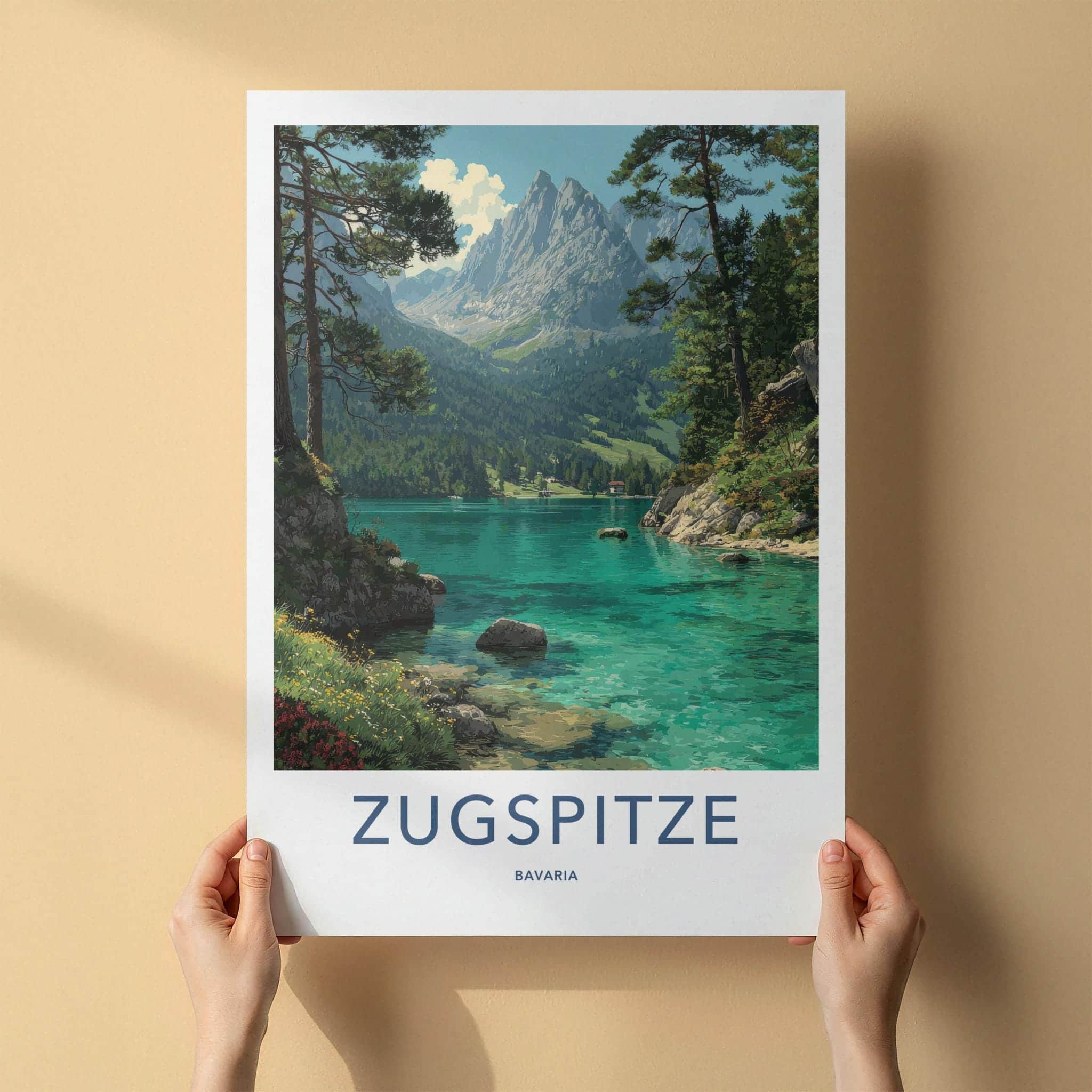 Zugspitze Poster - Germany Wall Art - Clear Lake Mountains Home Decor