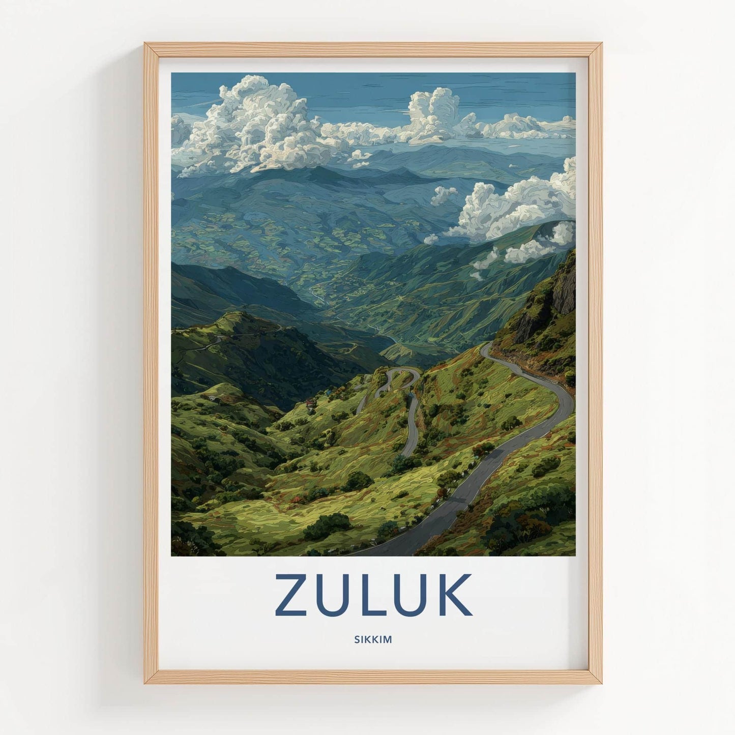 Zuluk Poster - India Travel Art - Sikkim Green Mountain Vista Home Decor