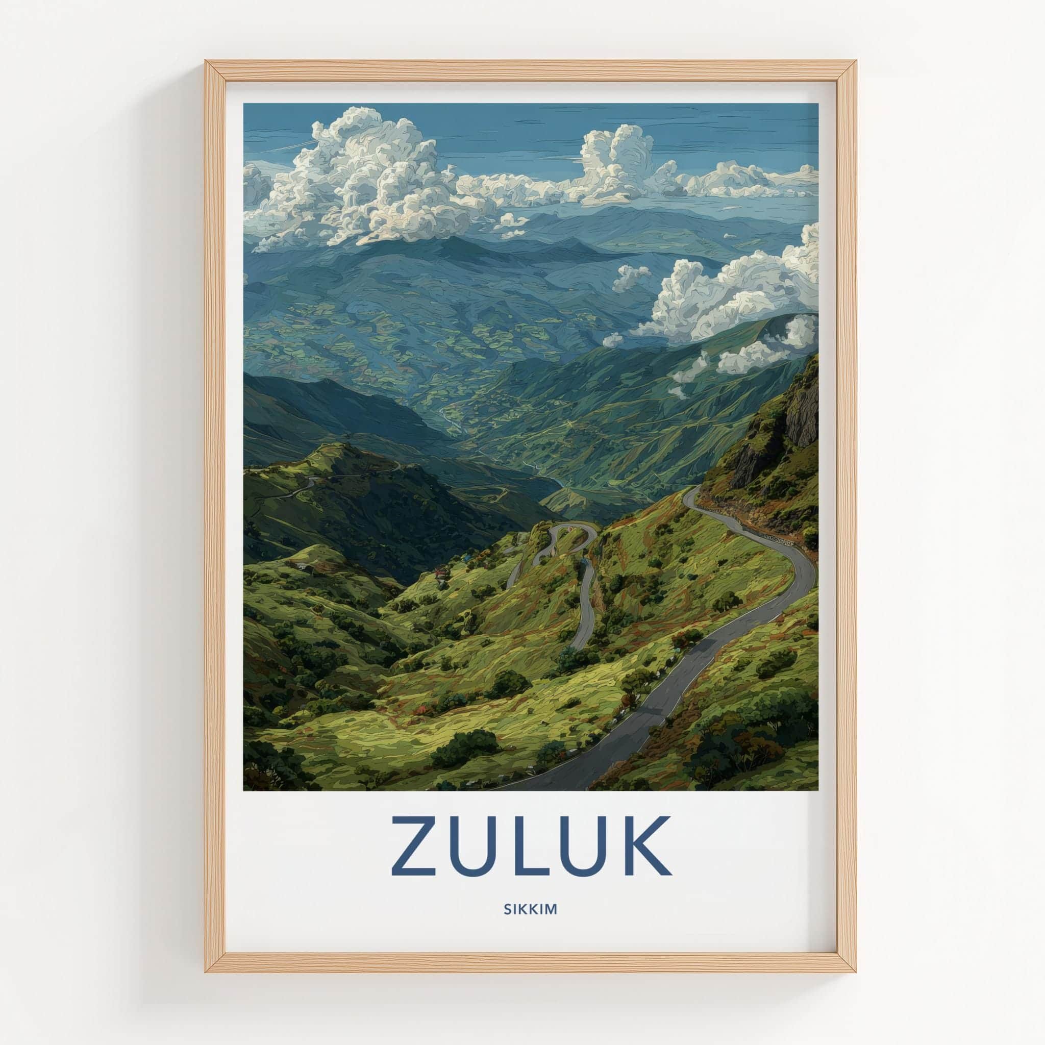 Zuluk Poster - India Travel Art - Sikkim Green Mountain Vista Home Decor