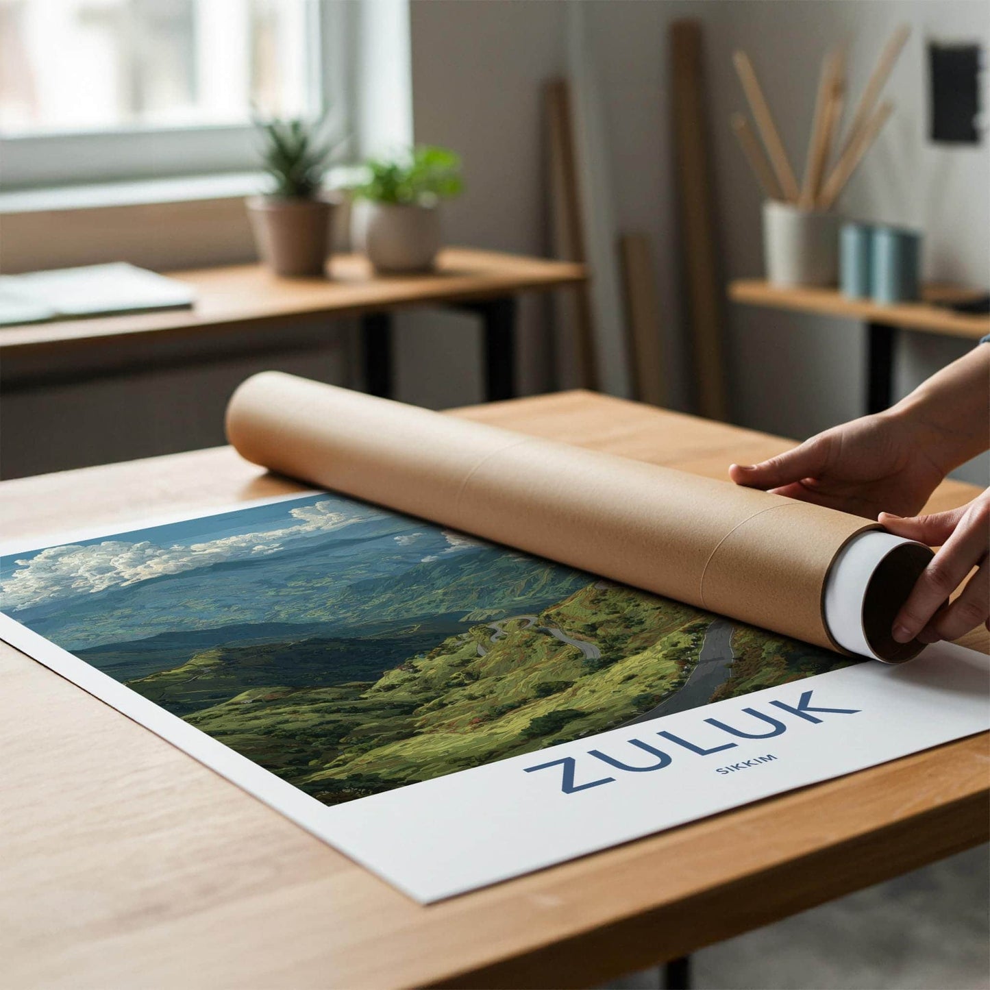 Zuluk Poster - India Travel Art - Sikkim Green Mountain Vista Home Decor