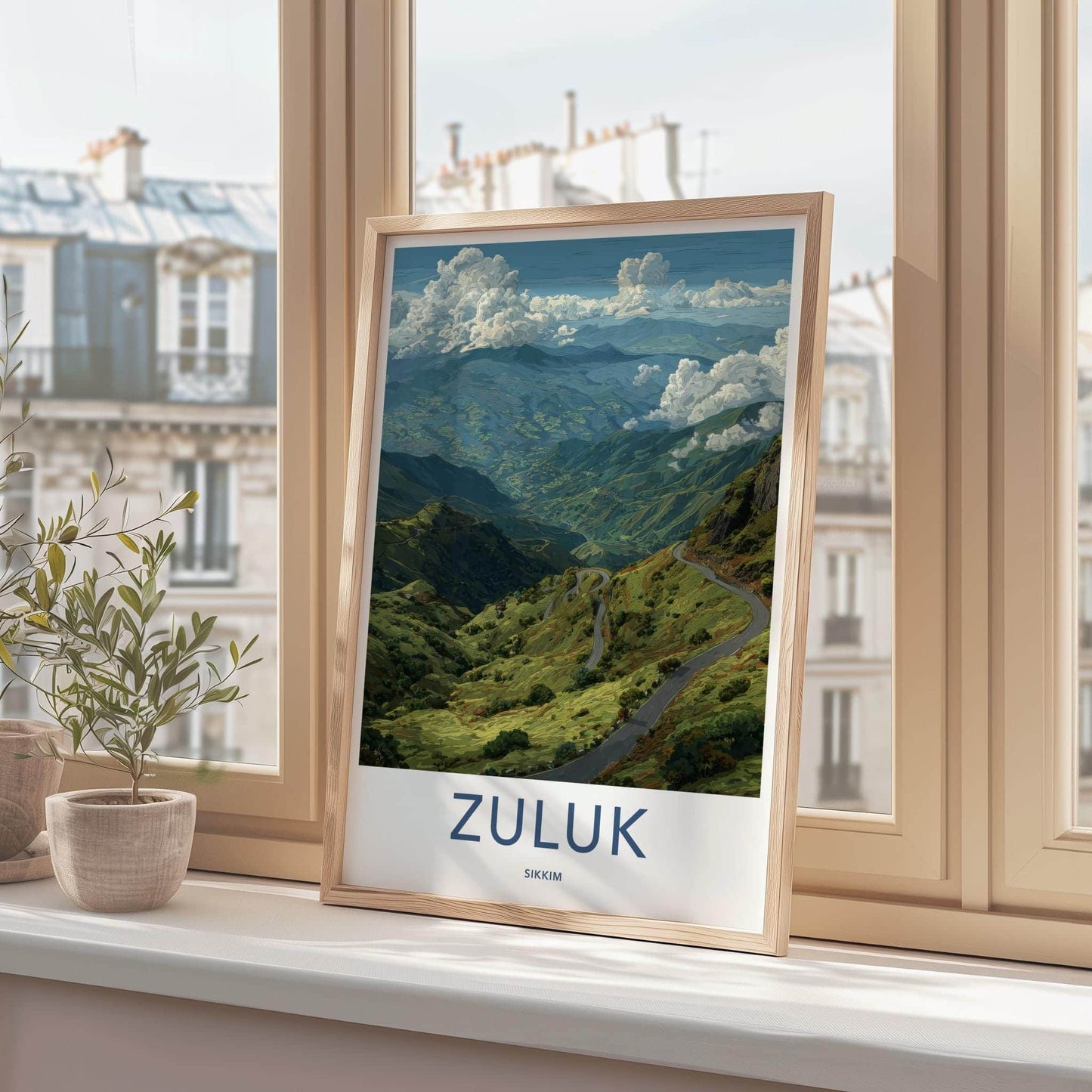 Zuluk Poster - India Travel Art - Sikkim Green Mountain Vista Home Decor