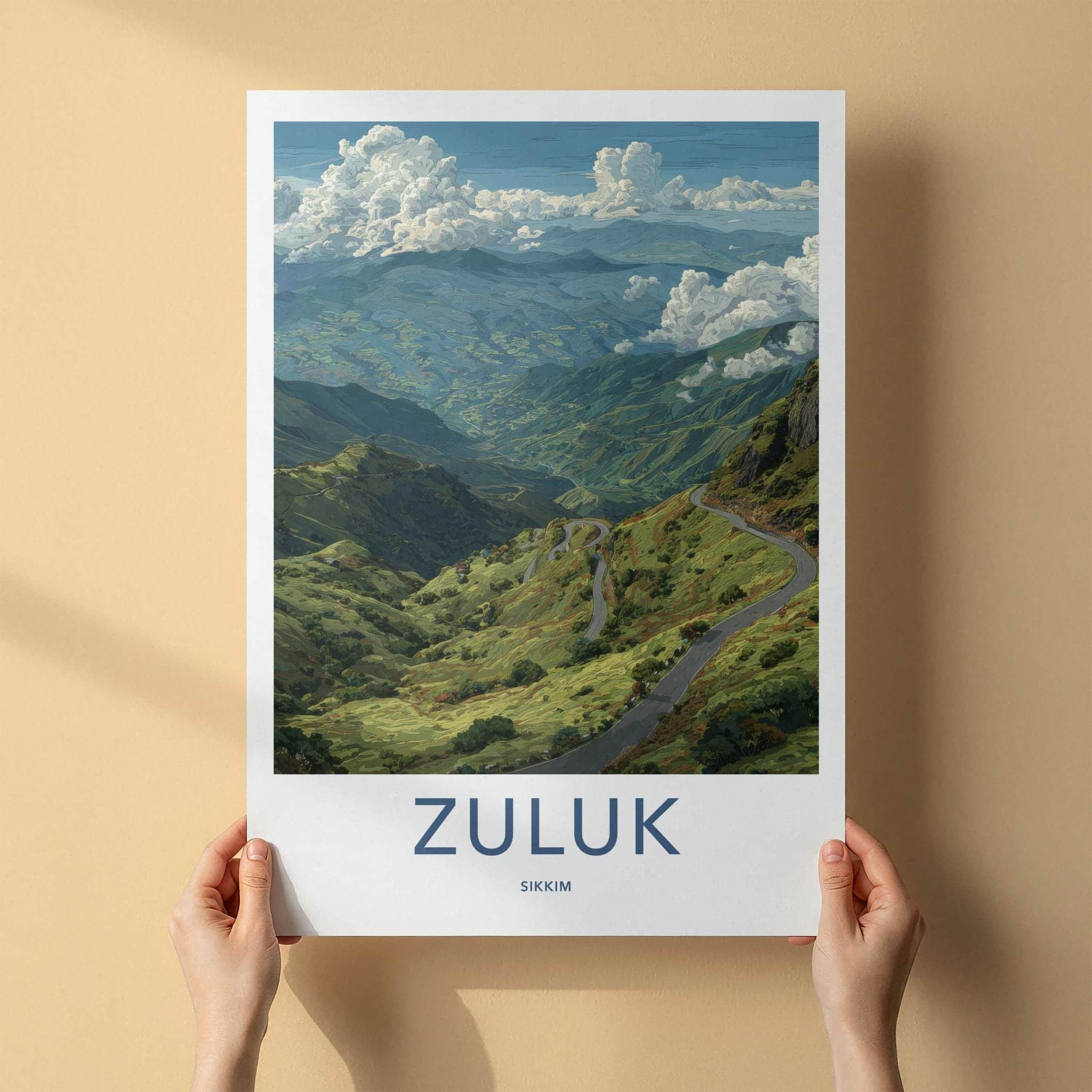 Zuluk Poster - India Travel Art - Sikkim Green Mountain Vista Home Decor
