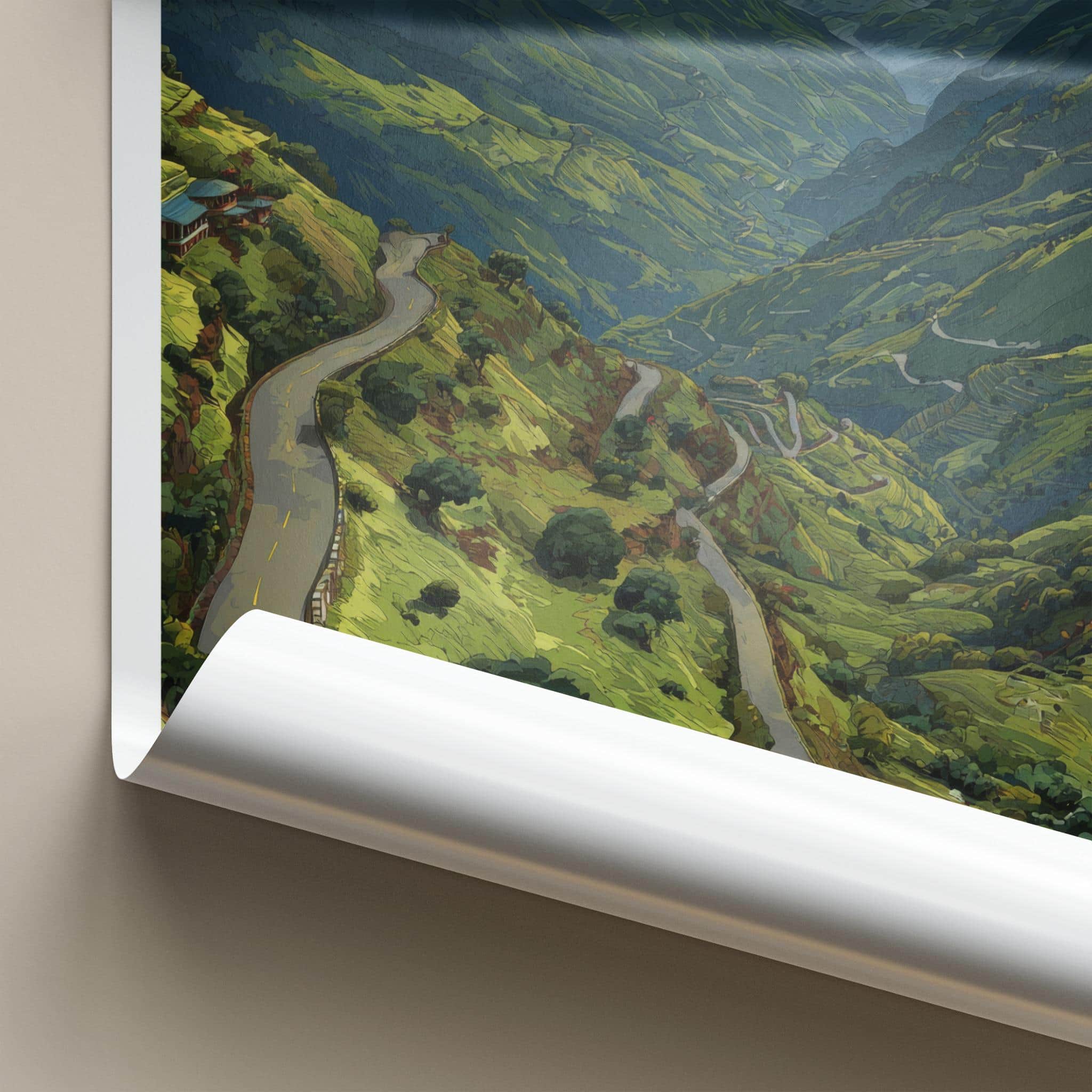 Zuluk Poster - India Travel Art - Sikkim Winding Mountain Roads Home Decor