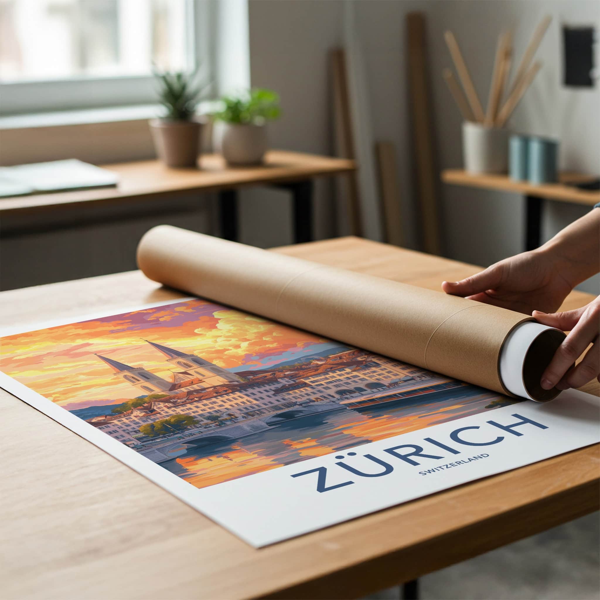 Zurich Poster - Switzerland Travel Art - Vibrant City Reflection Home Decor