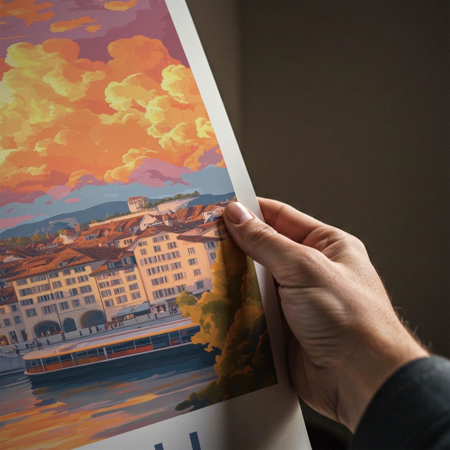 Zurich Poster - Switzerland Travel Art - Vibrant City Reflection Home Decor